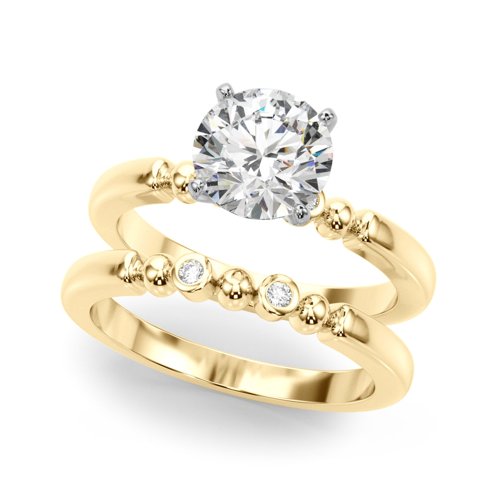Elegant Beaded Bezel Set Engagement Ring Round Diamond Engagement Ring in 10K/14K gold and platinum with certified lab-grown or natural diamonds
