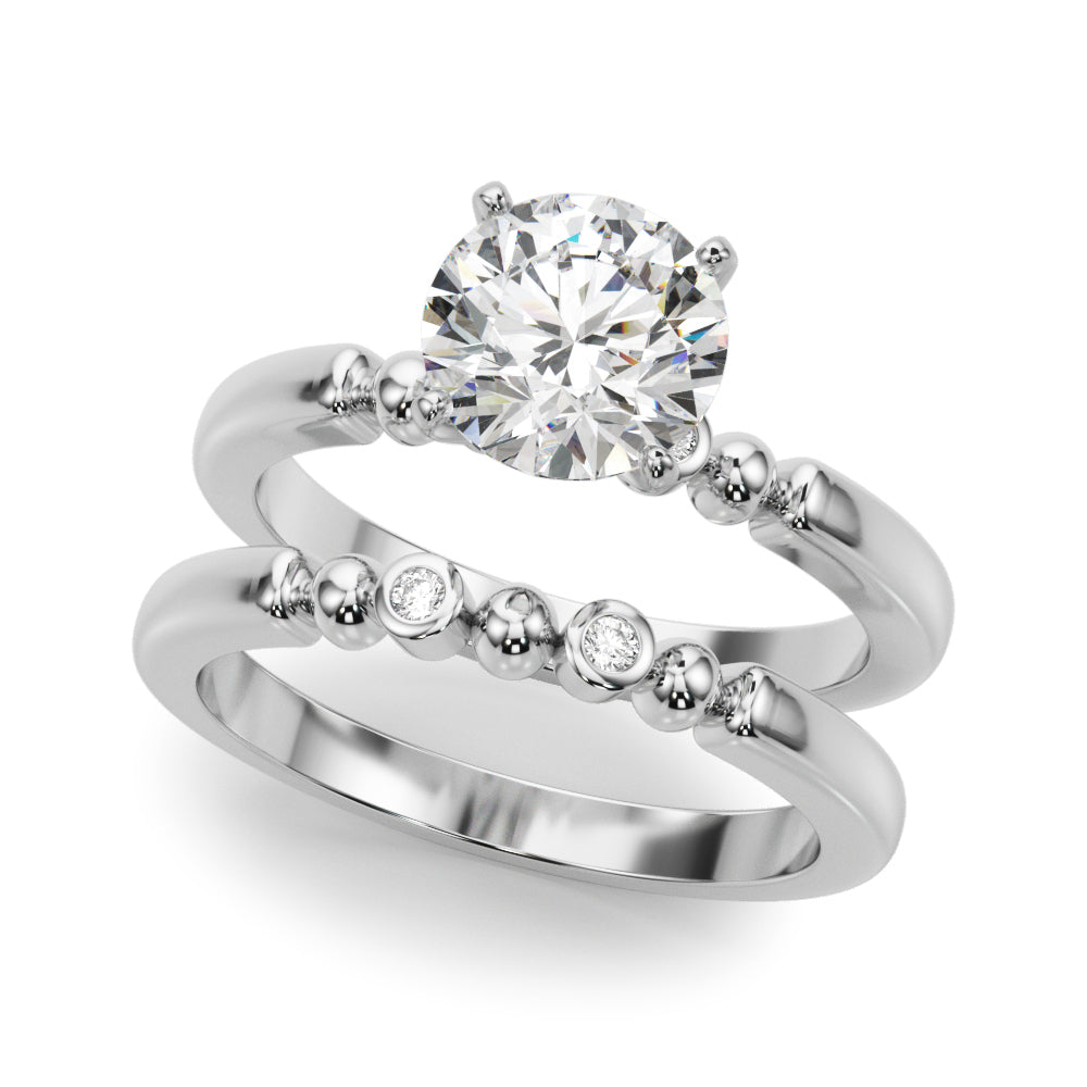 Elegant Beaded Bezel Set Engagement Ring Round Diamond Engagement Ring in 10K/14K gold and platinum with certified lab-grown or natural diamonds