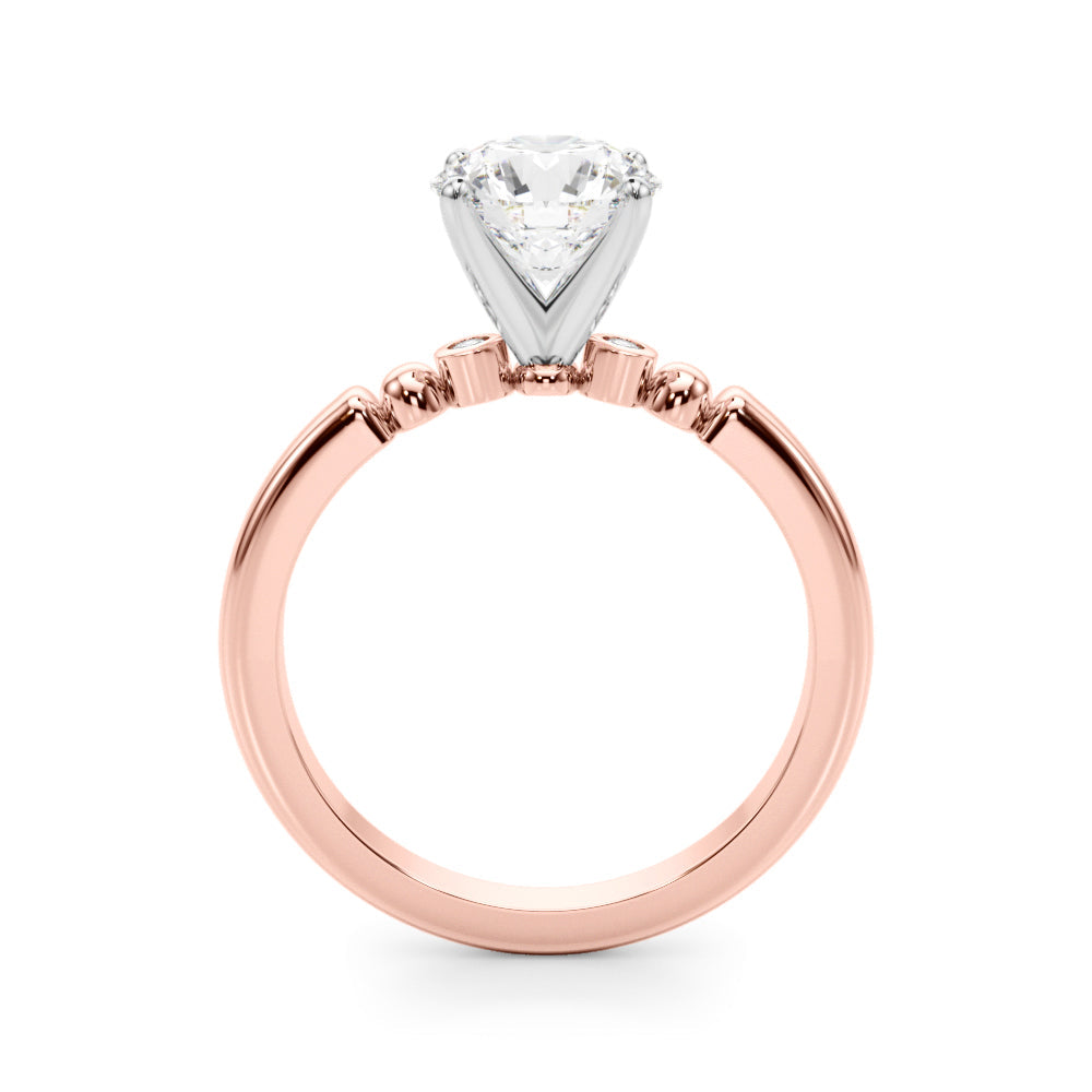 Elegant Beaded Bezel Set Engagement Ring Round Diamond Engagement Ring in 10K/14K gold and platinum with certified lab-grown or natural diamonds