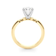Elegant Beaded Bezel Set Engagement Ring Round Diamond Engagement Ring in 10K/14K gold and platinum with certified lab-grown or natural diamonds