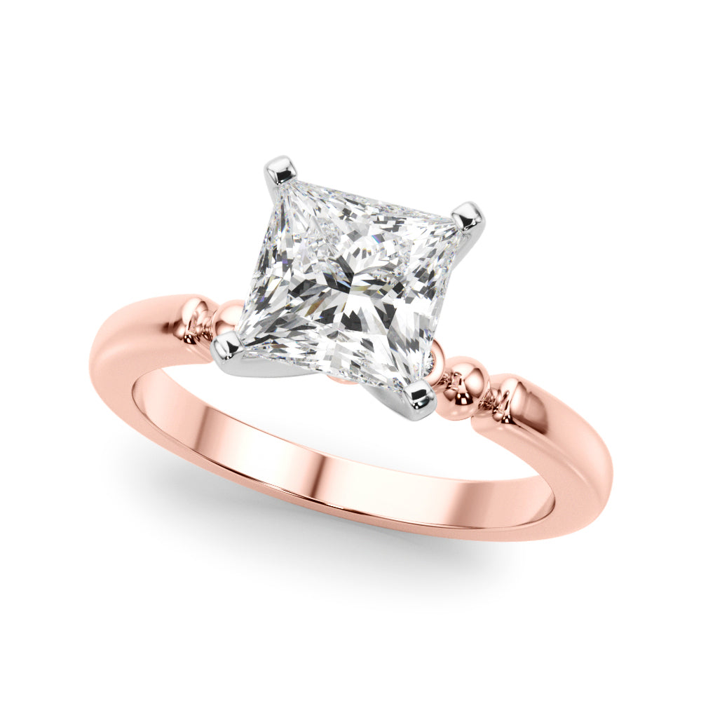 Elegant Beaded Bezel Set Engagement Ring Round Diamond Engagement Ring in 10K/14K gold and platinum with certified lab-grown or natural diamonds