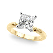 Elegant Beaded Bezel Set Engagement Ring Round Diamond Engagement Ring in 10K/14K gold and platinum with certified lab-grown or natural diamonds