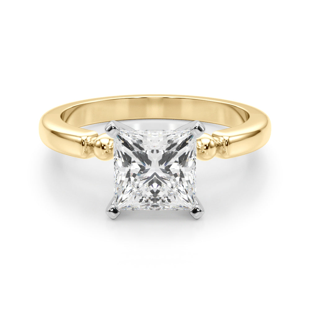 Elegant Beaded Bezel Set Engagement Ring Round Diamond Engagement Ring in 10K/14K gold and platinum with certified lab-grown or natural diamonds
