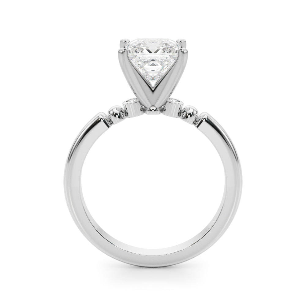 Elegant Beaded Bezel Set Engagement Ring Round Diamond Engagement Ring in 10K/14K gold and platinum with certified lab-grown or natural diamonds