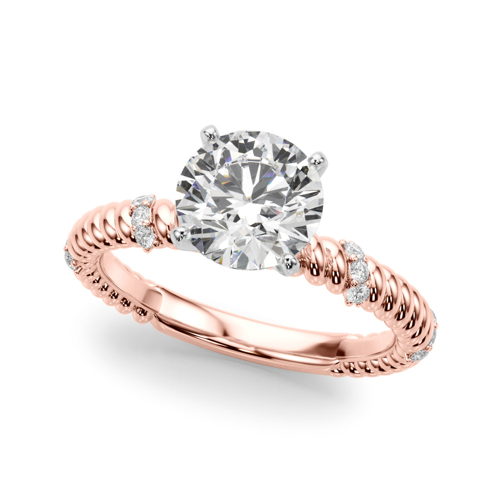 Heirloom Cable Dia Engagement Ring Round Diamond Engagement Ring in 10K/14K gold and platinum with certified lab-grown or natural diamonds