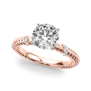 Heirloom Cable Dia Engagement Ring Round Diamond Engagement Ring in 10K/14K gold and platinum with certified lab-grown or natural diamonds
