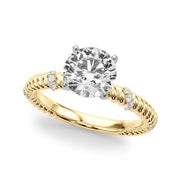 Heirloom Cable Dia Engagement Ring Round Diamond Engagement Ring in 10K/14K gold and platinum with certified lab-grown or natural diamonds