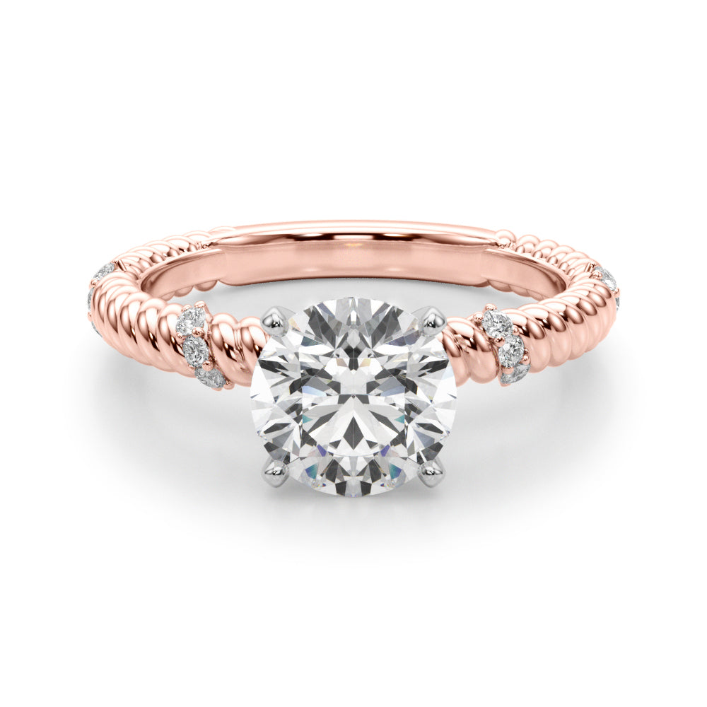 Heirloom Cable Dia Engagement Ring Round Diamond Engagement Ring in 10K/14K gold and platinum with certified lab-grown or natural diamonds