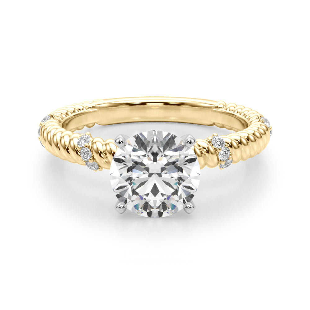 Heirloom Cable Dia Engagement Ring Round Diamond Engagement Ring in 10K/14K gold and platinum with certified lab-grown or natural diamonds