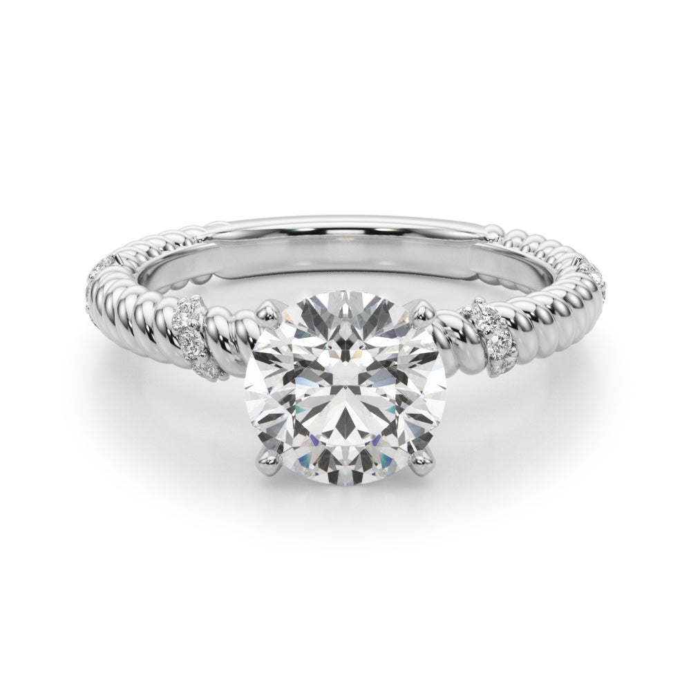 Heirloom Cable Dia Engagement Ring Round Diamond Engagement Ring in 10K/14K gold and platinum with certified lab-grown or natural diamonds