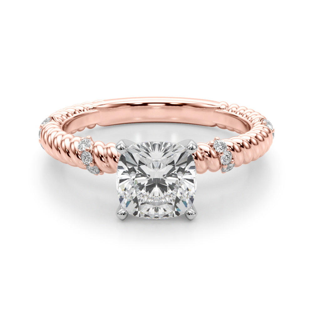 Heirloom Cable Dia Engagement Ring Round Diamond Engagement Ring in 10K/14K gold and platinum with certified lab-grown or natural diamonds