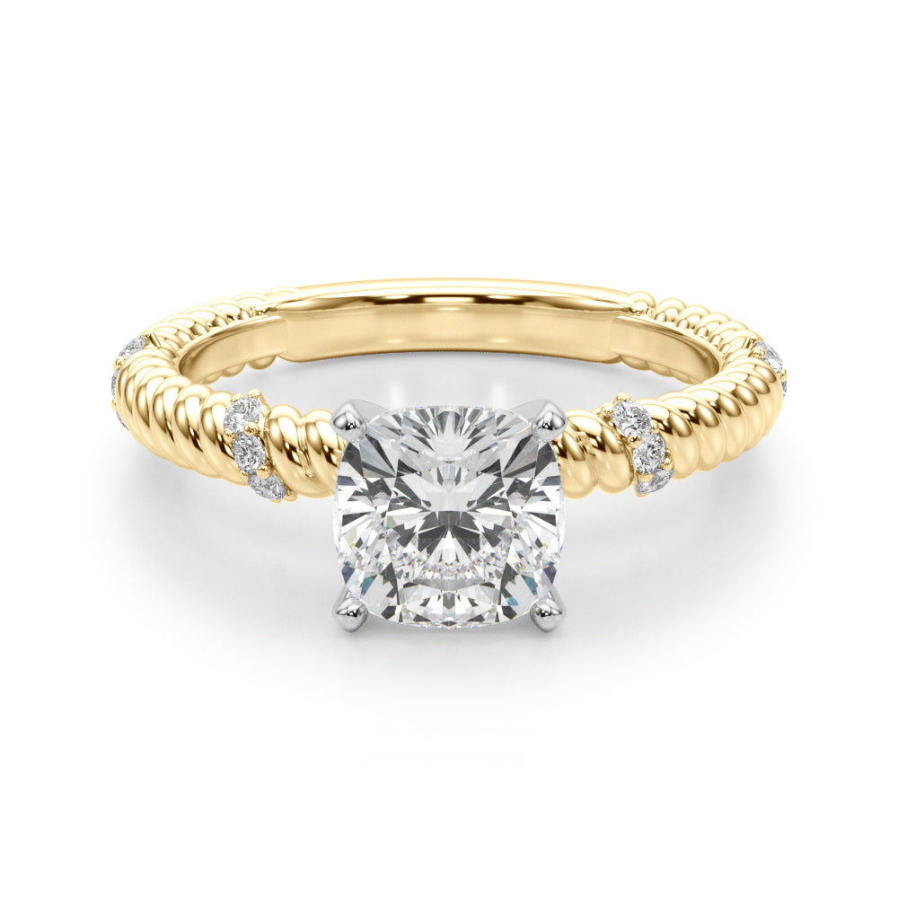 Heirloom Cable Dia Engagement Ring Round Diamond Engagement Ring in 10K/14K gold and platinum with certified lab-grown or natural diamonds