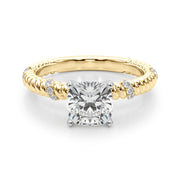 Heirloom Cable Dia Engagement Ring Round Diamond Engagement Ring in 10K/14K gold and platinum with certified lab-grown or natural diamonds