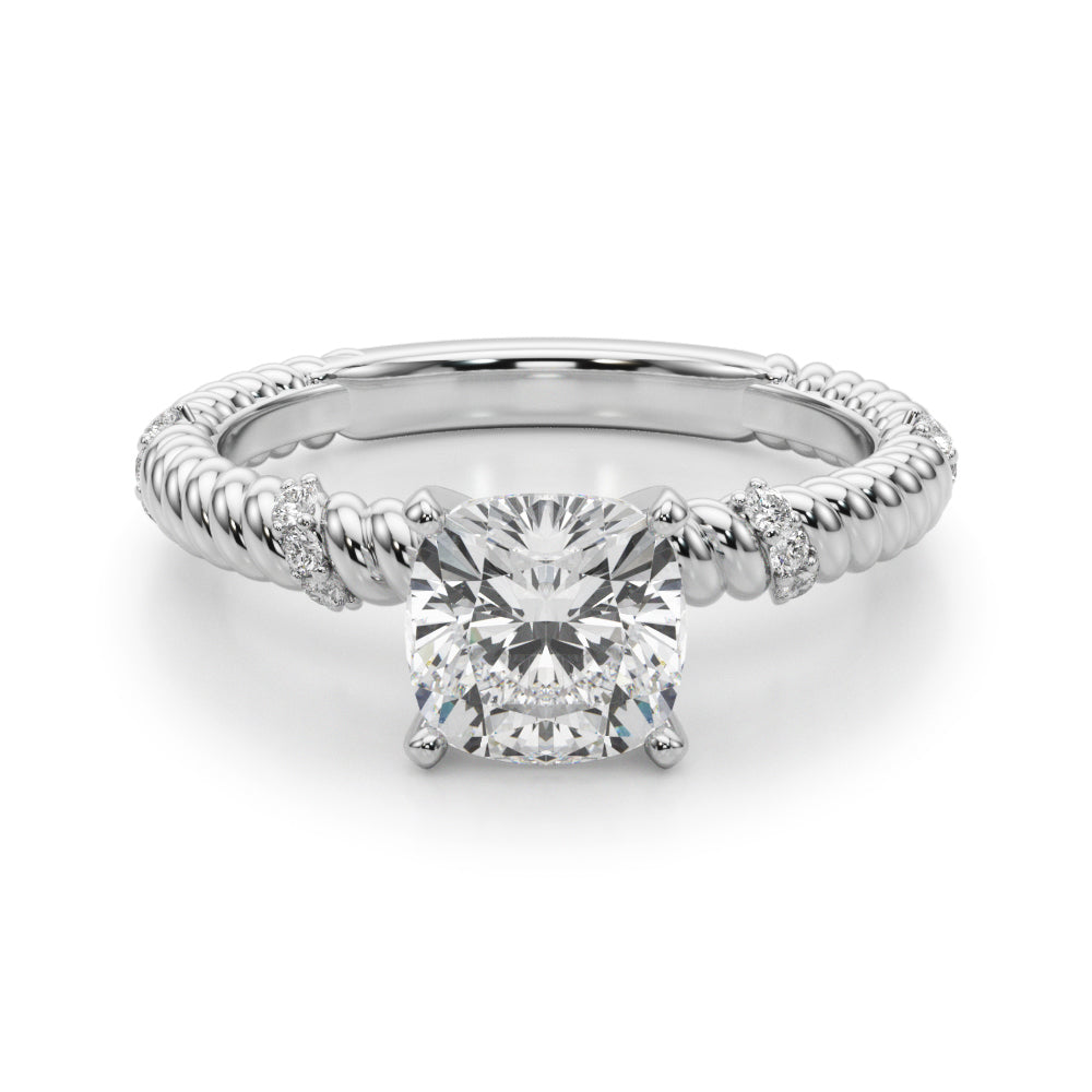 Heirloom Cable Dia Engagement Ring Round Diamond Engagement Ring in 10K/14K gold and platinum with certified lab-grown or natural diamonds