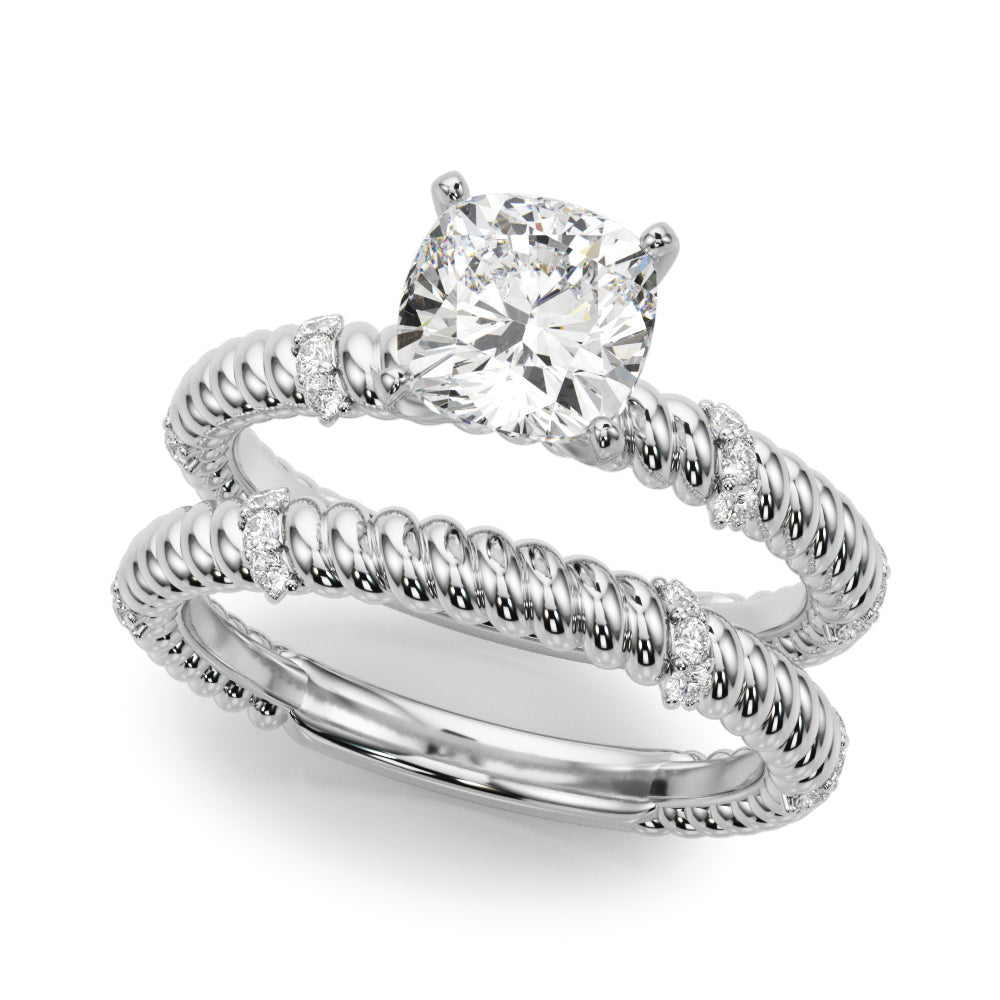Heirloom Cable Dia Engagement Ring Round Diamond Engagement Ring in 10K/14K gold and platinum with certified lab-grown or natural diamonds