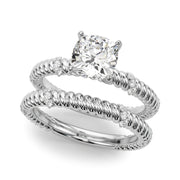 Heirloom Cable Dia Engagement Ring Round Diamond Engagement Ring in 10K/14K gold and platinum with certified lab-grown or natural diamonds