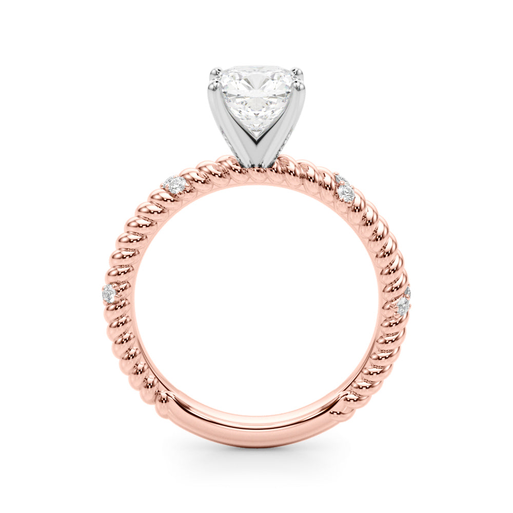 Heirloom Cable Dia Engagement Ring Round Diamond Engagement Ring in 10K/14K gold and platinum with certified lab-grown or natural diamonds