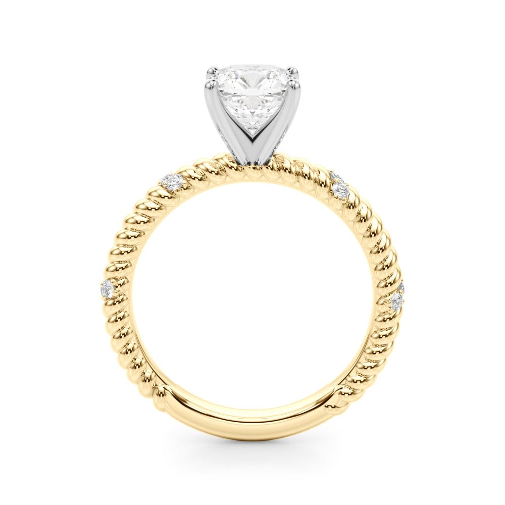 Heirloom Cable Dia Engagement Ring Round Diamond Engagement Ring in 10K/14K gold and platinum with certified lab-grown or natural diamonds