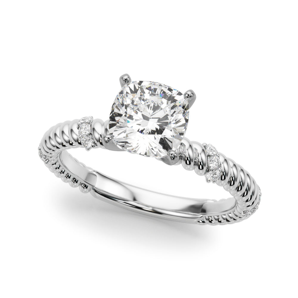 Heirloom Cable Dia Engagement Ring Round Diamond Engagement Ring in 10K/14K gold and platinum with certified lab-grown or natural diamonds