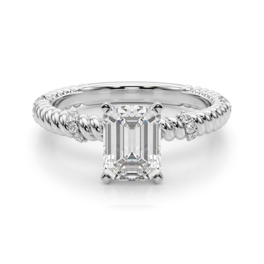 Heirloom Cable Dia Engagement Ring Round Diamond Engagement Ring in 10K/14K gold and platinum with certified lab-grown or natural diamonds