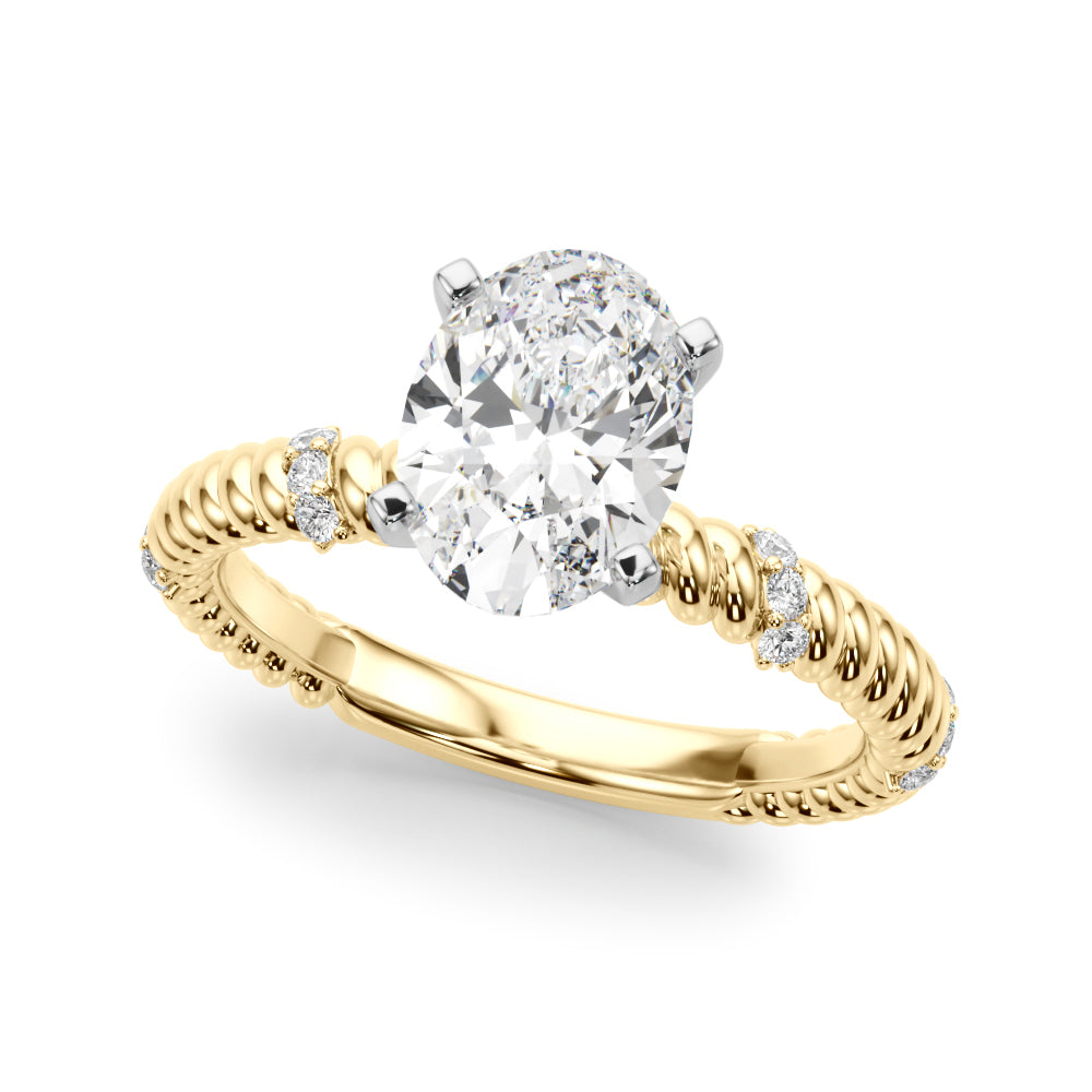 Heirloom Cable Dia Engagement Ring Round Diamond Engagement Ring in 10K/14K gold and platinum with certified lab-grown or natural diamonds