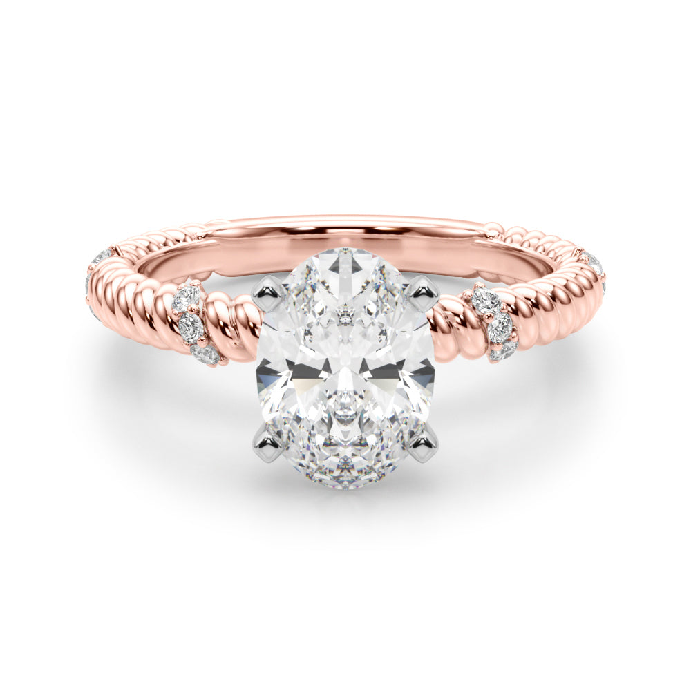 Heirloom Cable Dia Engagement Ring Round Diamond Engagement Ring in 10K/14K gold and platinum with certified lab-grown or natural diamonds
