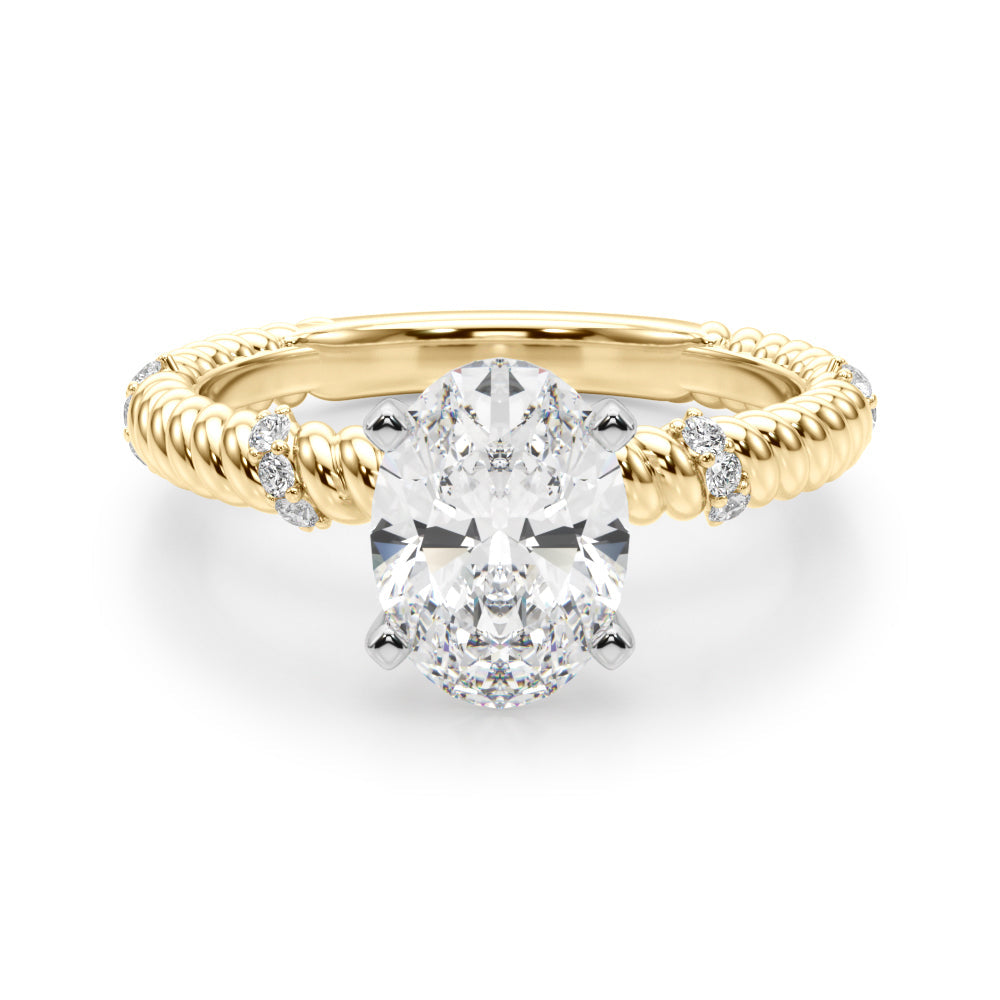 Heirloom Cable Dia Engagement Ring Round Diamond Engagement Ring in 10K/14K gold and platinum with certified lab-grown or natural diamonds