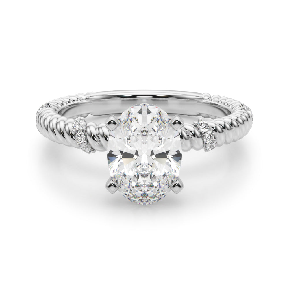 Heirloom Cable Dia Engagement Ring Round Diamond Engagement Ring in 10K/14K gold and platinum with certified lab-grown or natural diamonds