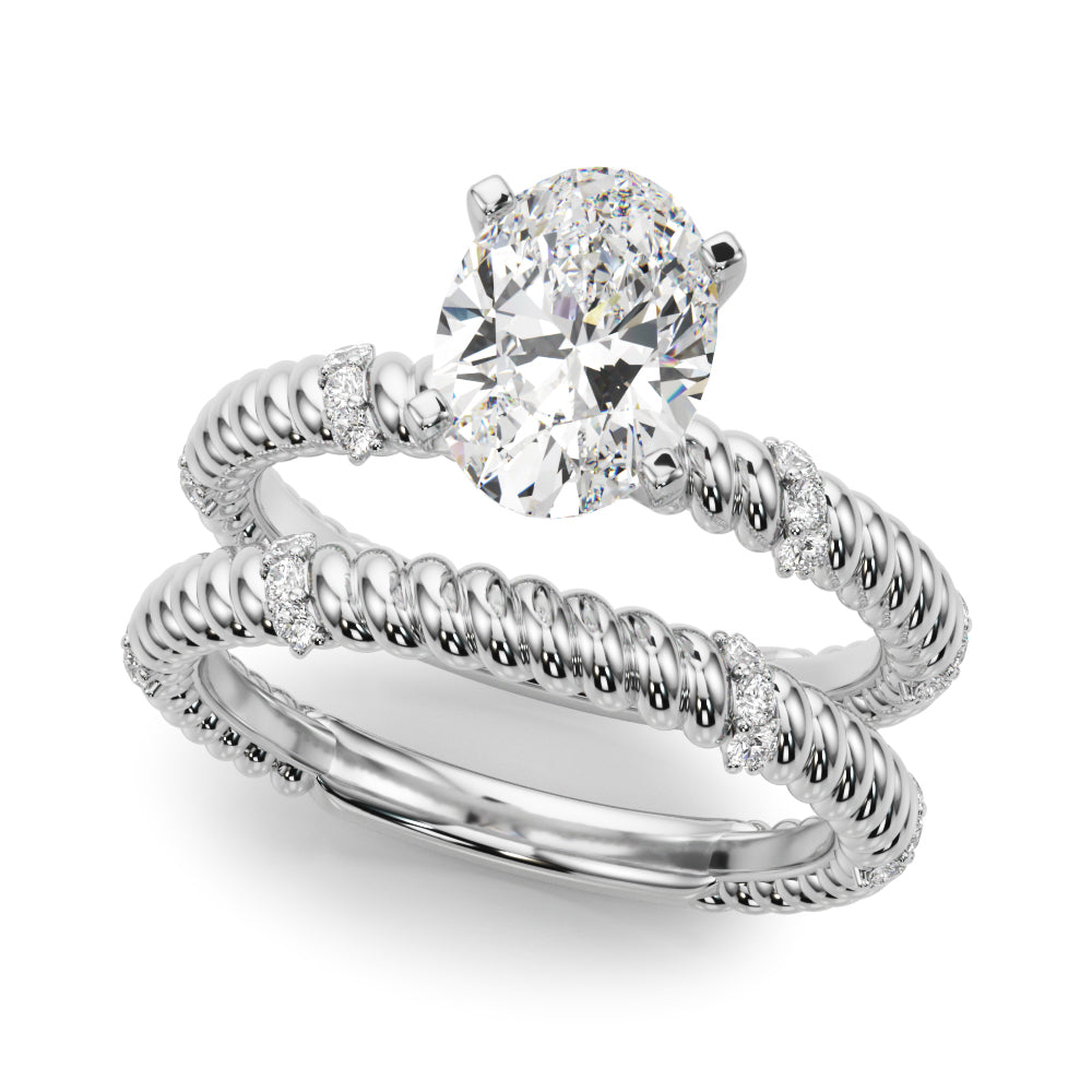 Heirloom Cable Dia Engagement Ring Round Diamond Engagement Ring in 10K/14K gold and platinum with certified lab-grown or natural diamonds