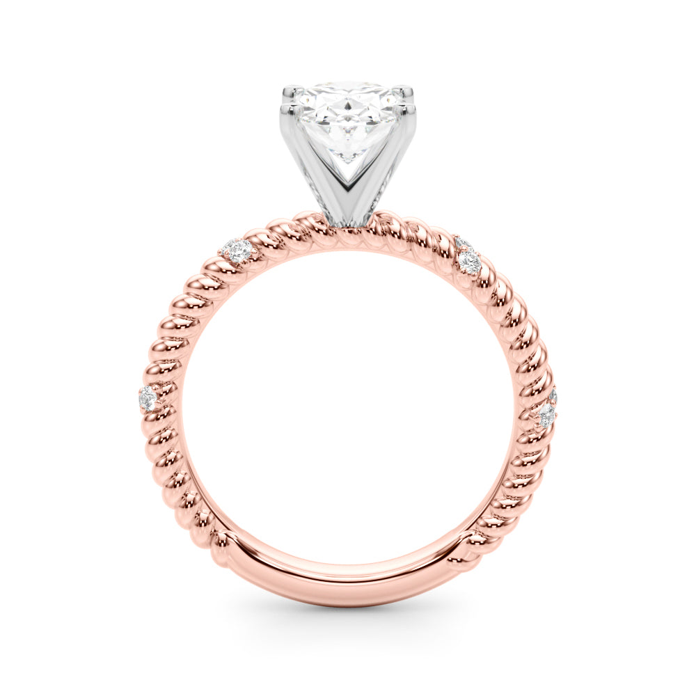 Heirloom Cable Dia Engagement Ring Round Diamond Engagement Ring in 10K/14K gold and platinum with certified lab-grown or natural diamonds