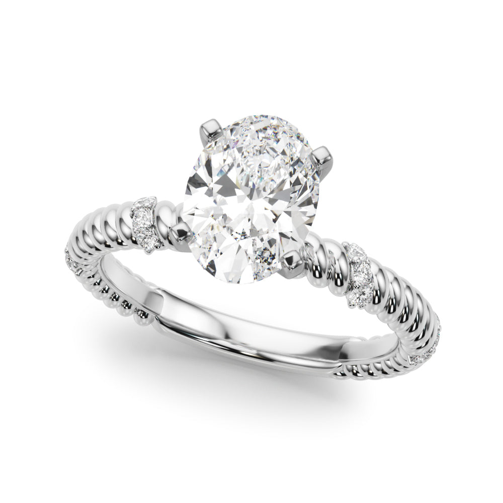 Heirloom Cable Dia Engagement Ring Round Diamond Engagement Ring in 10K/14K gold and platinum with certified lab-grown or natural diamonds