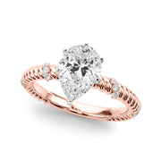 Heirloom Cable Dia Engagement Ring Round Diamond Engagement Ring in 10K/14K gold and platinum with certified lab-grown or natural diamonds