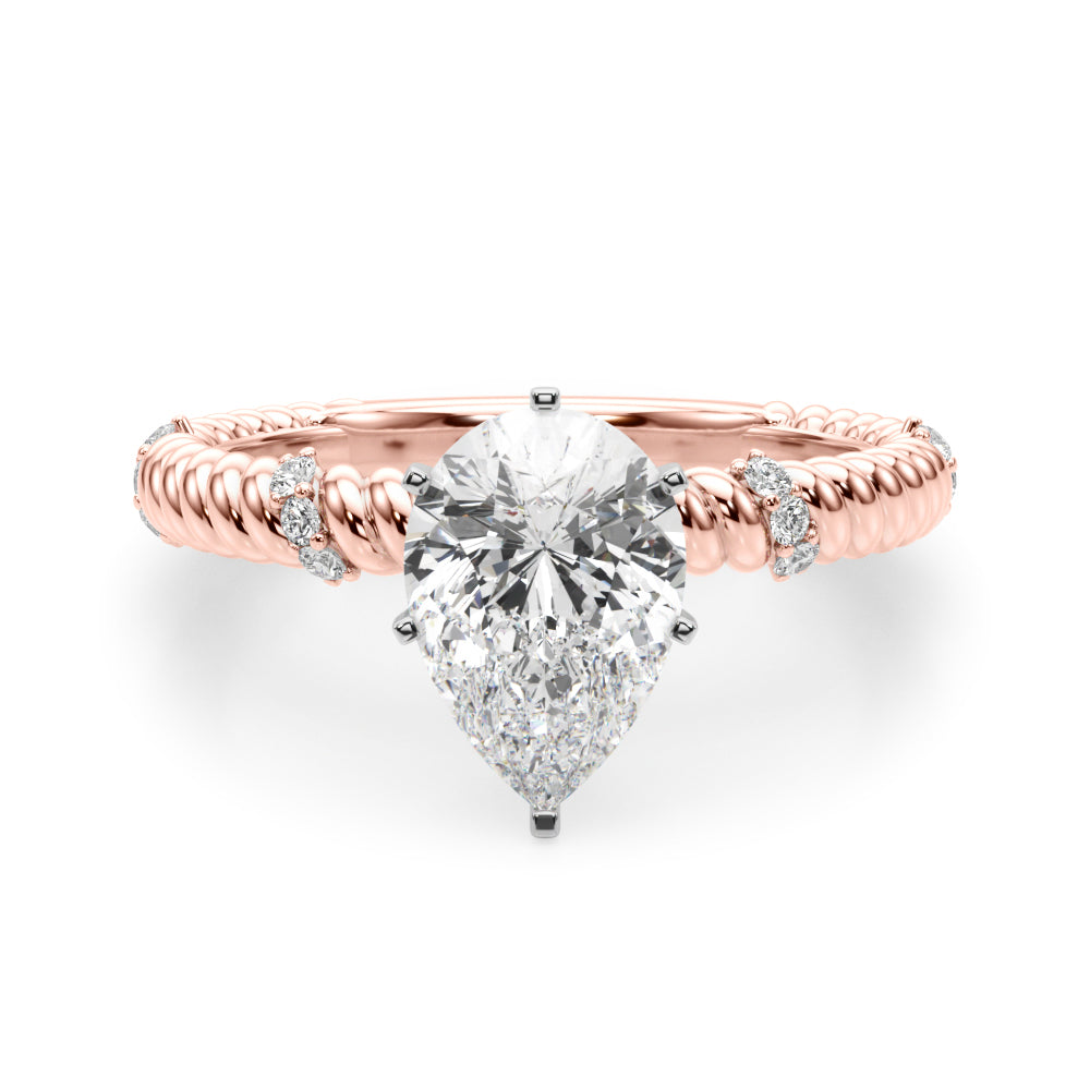 Heirloom Cable Dia Engagement Ring Round Diamond Engagement Ring in 10K/14K gold and platinum with certified lab-grown or natural diamonds