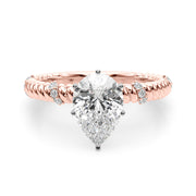 Heirloom Cable Dia Engagement Ring Round Diamond Engagement Ring in 10K/14K gold and platinum with certified lab-grown or natural diamonds
