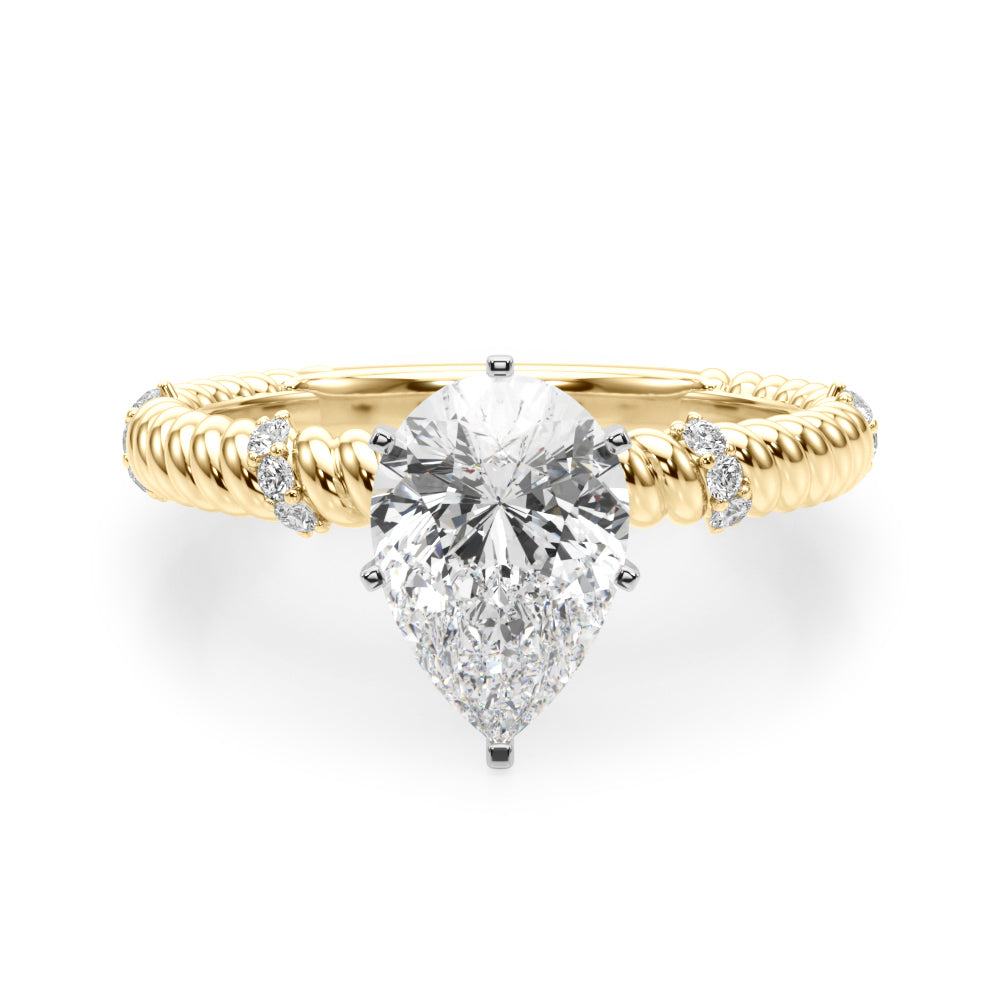 Heirloom Cable Dia Engagement Ring Round Diamond Engagement Ring in 10K/14K gold and platinum with certified lab-grown or natural diamonds
