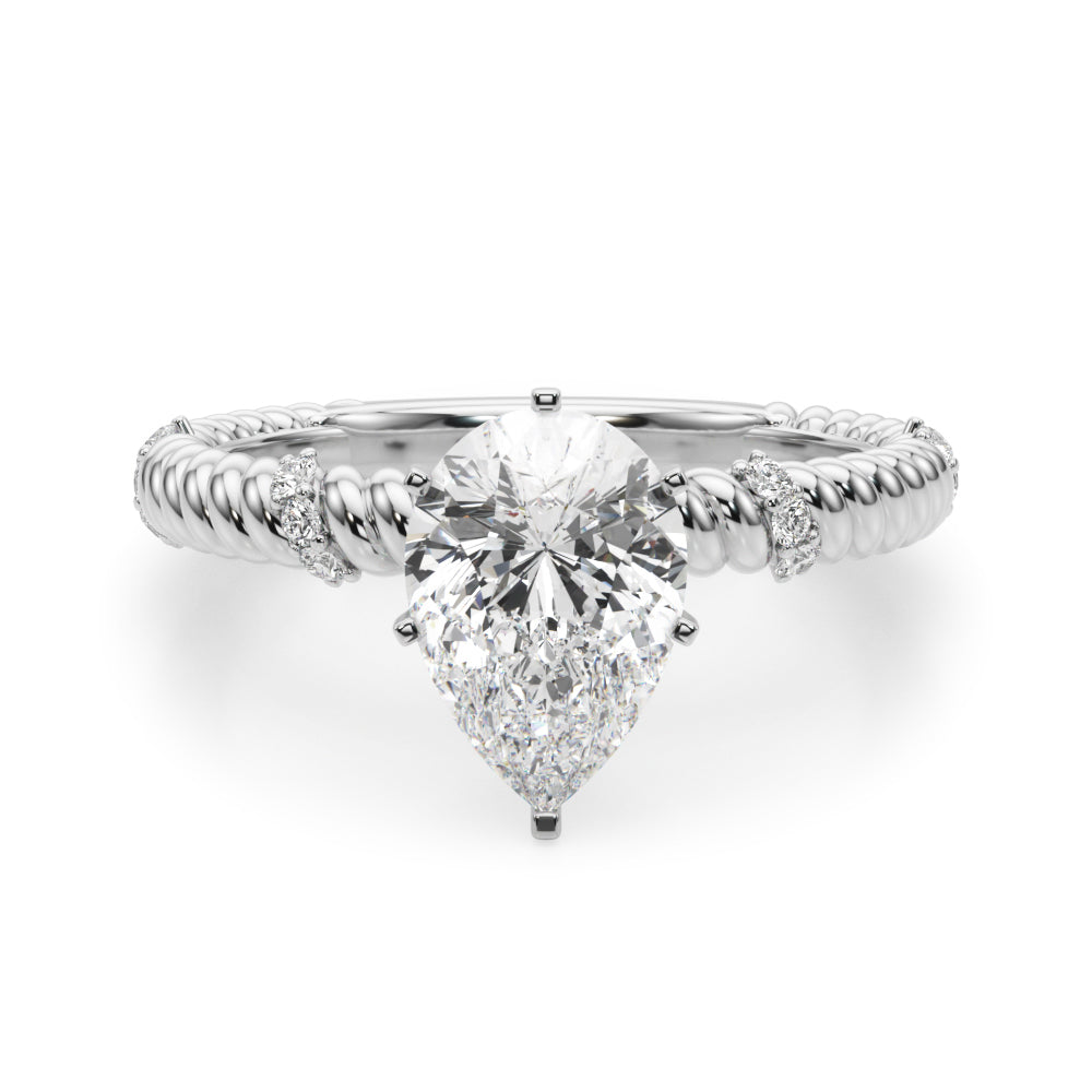 Heirloom Cable Dia Engagement Ring Round Diamond Engagement Ring in 10K/14K gold and platinum with certified lab-grown or natural diamonds