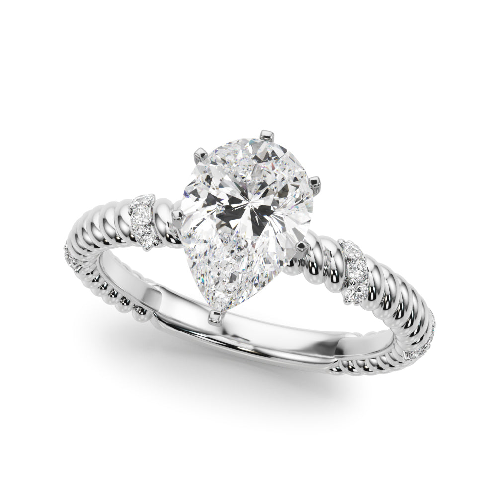 Heirloom Cable Dia Engagement Ring Round Diamond Engagement Ring in 10K/14K gold and platinum with certified lab-grown or natural diamonds