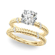 Heirloom Cable Dia Engagement Ring Round Diamond Engagement Ring in 10K/14K gold and platinum with certified lab-grown or natural diamonds