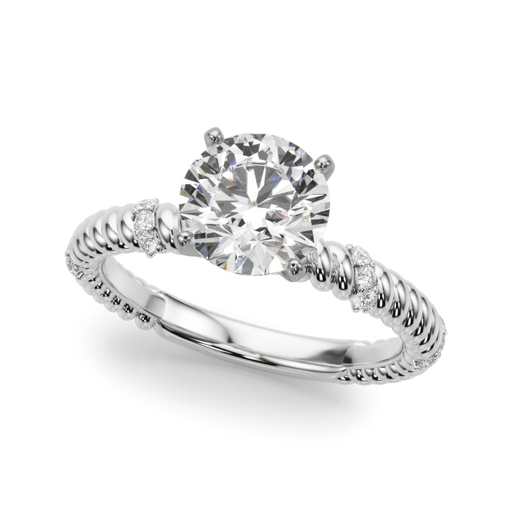 Heirloom Cable Dia Engagement Ring Round Diamond Engagement Ring in 10K/14K gold and platinum with certified lab-grown or natural diamonds