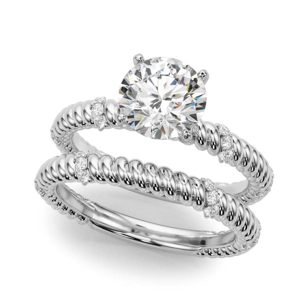 Heirloom Cable Dia Engagement Ring Round Diamond Engagement Ring in 10K/14K gold and platinum with certified lab-grown or natural diamonds