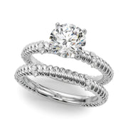 Heirloom Cable Dia Engagement Ring Round Diamond Engagement Ring in 10K/14K gold and platinum with certified lab-grown or natural diamonds