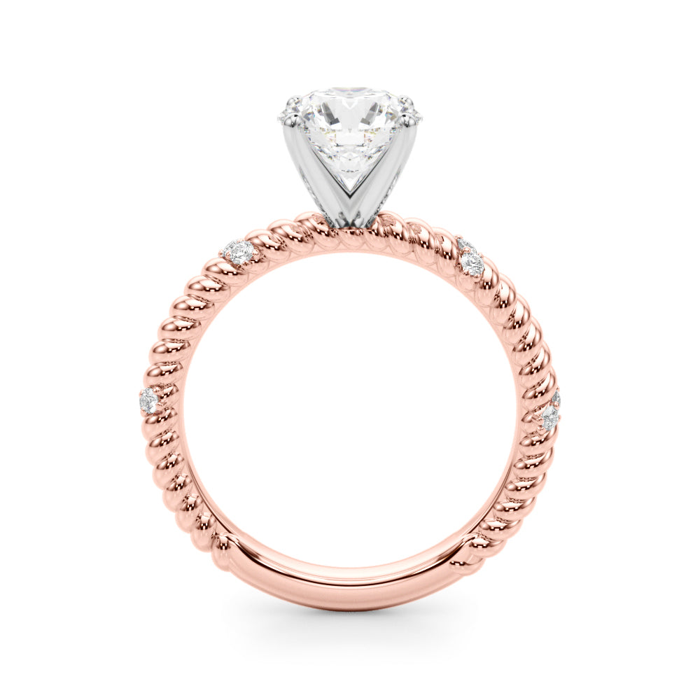 Heirloom Cable Dia Engagement Ring Round Diamond Engagement Ring in 10K/14K gold and platinum with certified lab-grown or natural diamonds