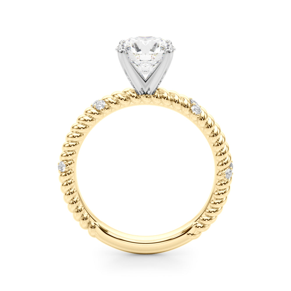 Heirloom Cable Dia Engagement Ring Round Diamond Engagement Ring in 10K/14K gold and platinum with certified lab-grown or natural diamonds