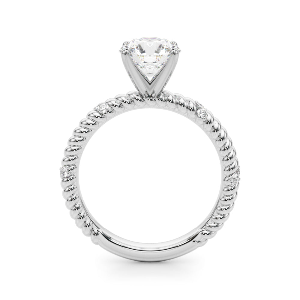 Heirloom Cable Dia Engagement Ring Round Diamond Engagement Ring in 10K/14K gold and platinum with certified lab-grown or natural diamonds