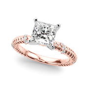 Heirloom Cable Dia Engagement Ring Round Diamond Engagement Ring in 10K/14K gold and platinum with certified lab-grown or natural diamonds