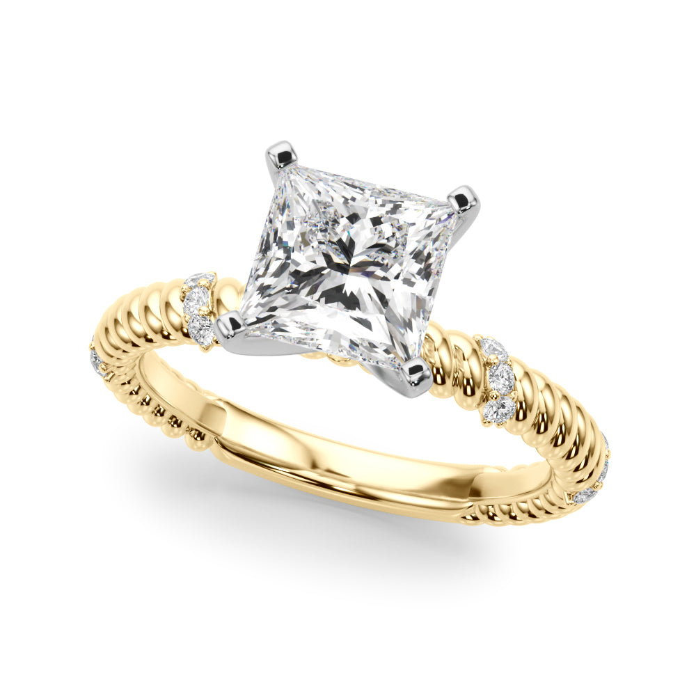 Heirloom Cable Dia Engagement Ring Round Diamond Engagement Ring in 10K/14K gold and platinum with certified lab-grown or natural diamonds