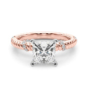Heirloom Cable Dia Engagement Ring Round Diamond Engagement Ring in 10K/14K gold and platinum with certified lab-grown or natural diamonds