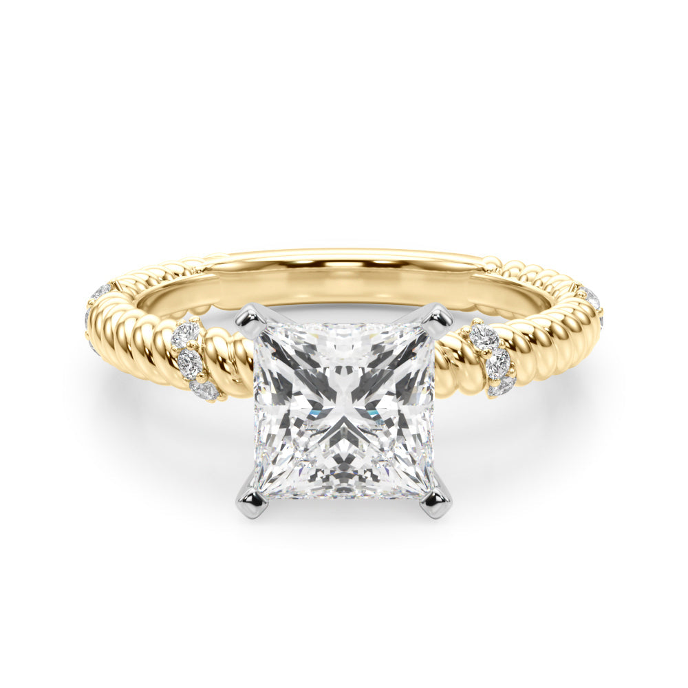 Heirloom Cable Dia Engagement Ring Round Diamond Engagement Ring in 10K/14K gold and platinum with certified lab-grown or natural diamonds