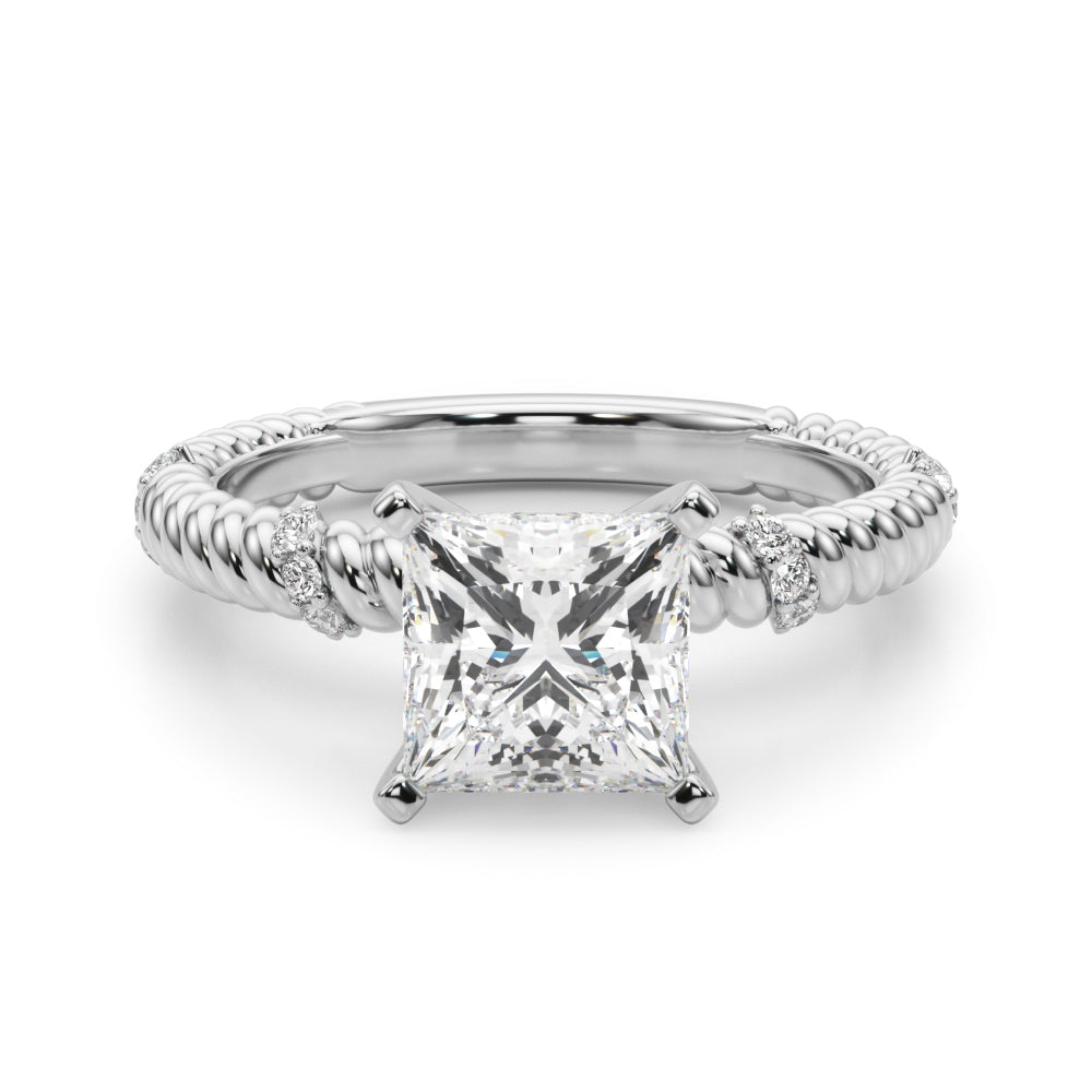 Heirloom Cable Dia Engagement Ring Round Diamond Engagement Ring in 10K/14K gold and platinum with certified lab-grown or natural diamonds