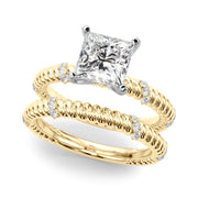 Heirloom Cable Dia Engagement Ring Round Diamond Engagement Ring in 10K/14K gold and platinum with certified lab-grown or natural diamonds